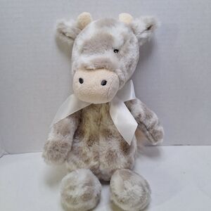 Snug Plush Giraffe Cream Gray Spots Pouf Tail Soft Toy Stuffed Animal Lovey 12"